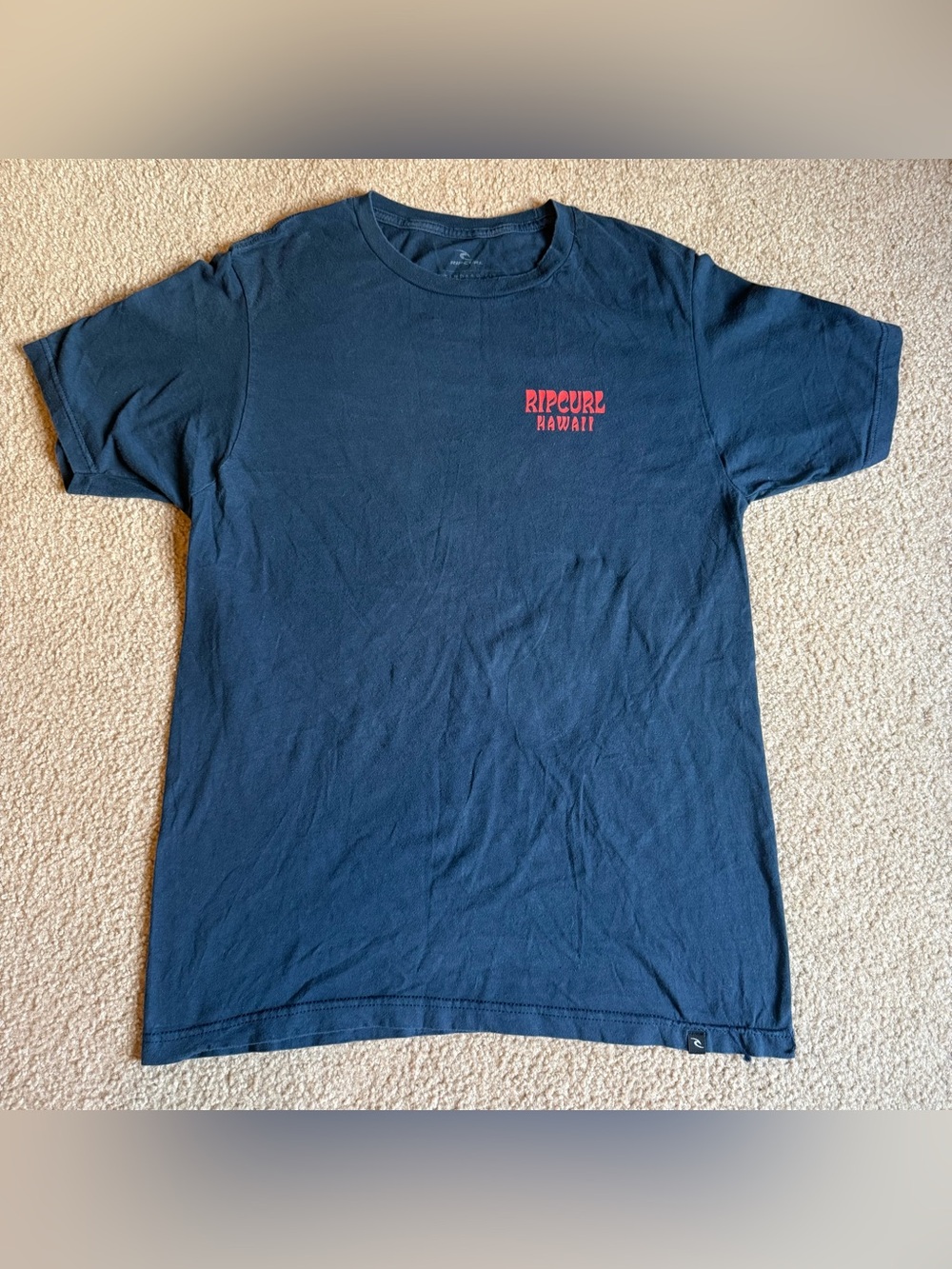 Rip Curl Navy Tee with Red and Teal Surf Graphic